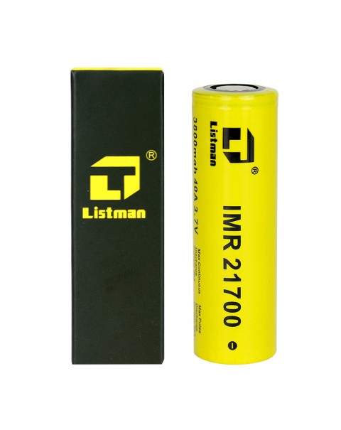 2pcs Listman IMR 21700 3800mAh 40A Flat Top Li-ion Rechargeable Batter