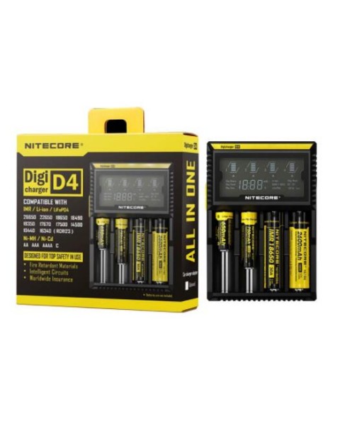 Nitecore D4 4-Slot Digital Battery Charger w/ LCD Display Screen