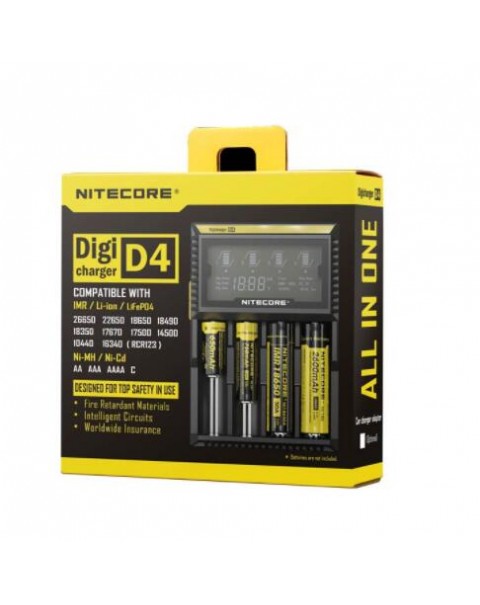 Nitecore D4 4-Slot Digital Battery Charger w/ LCD Display Screen