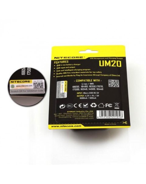 Nitecore UM20 Dual Slot Li-ion Battery Charger