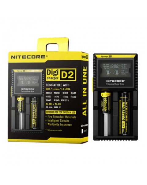 Nitecore D2 2-Slot Digital Battery Charger w/ LCD Display Screen