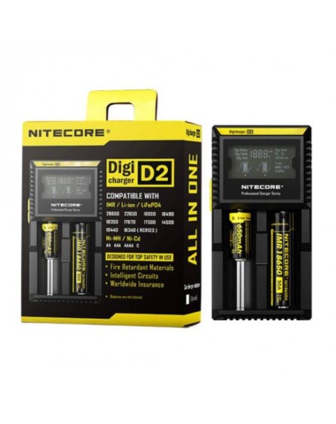 Nitecore D2 2-Slot Digital Battery Charger w/ LCD Display Screen